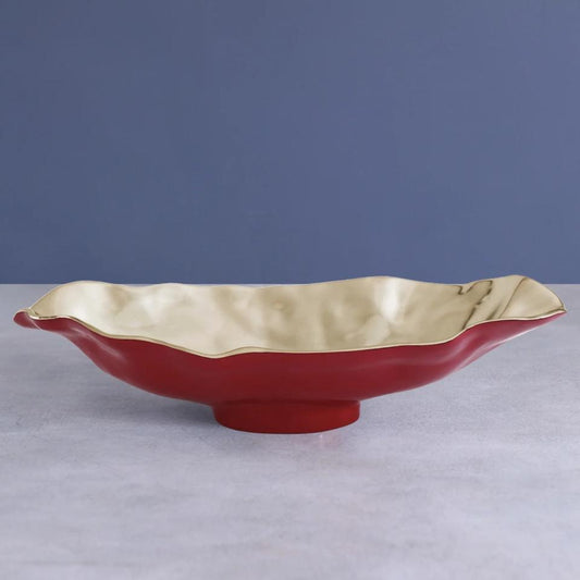 Maia Medium Oval Bowl (Red and Gold)