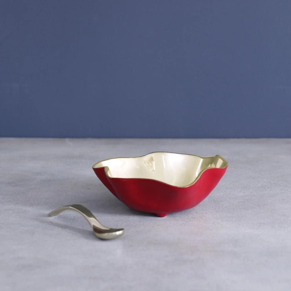 Mini Bowl with Spoon (Red and Gold)