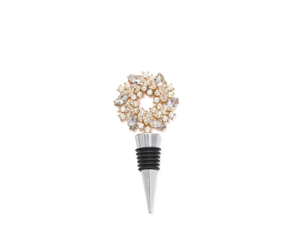 Jeweled Wreath Bottle Stopper in Rose Gold