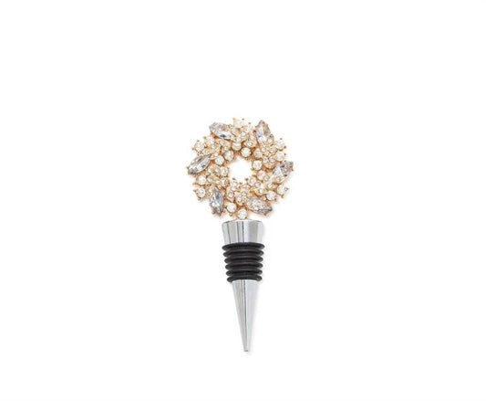 Jeweled Wreath Bottle Stopper in Rose Gold