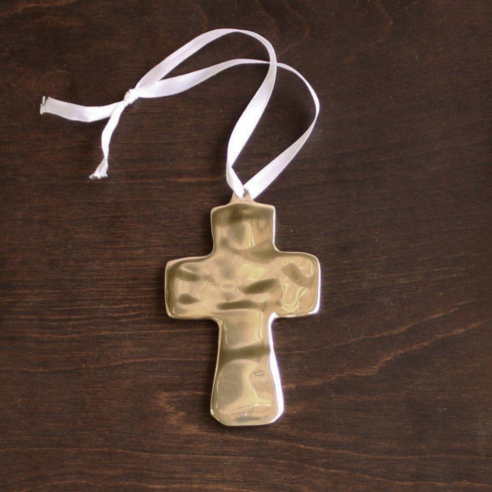 Sierra Modern Athens Cross Ornament (Shiny Gold)
