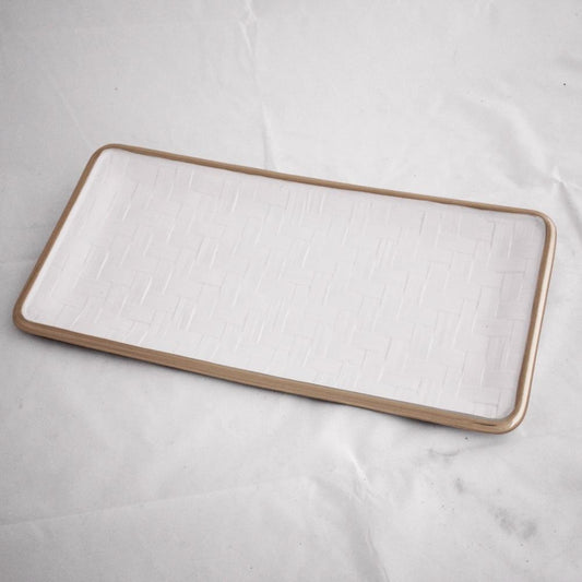Bahamas Long Rectangle Tray (White and Gold)