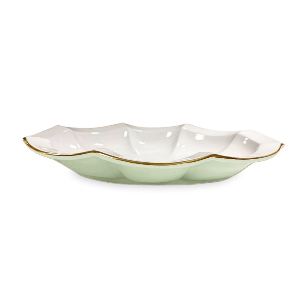 Devon Oval Platter (Pistachio and White)