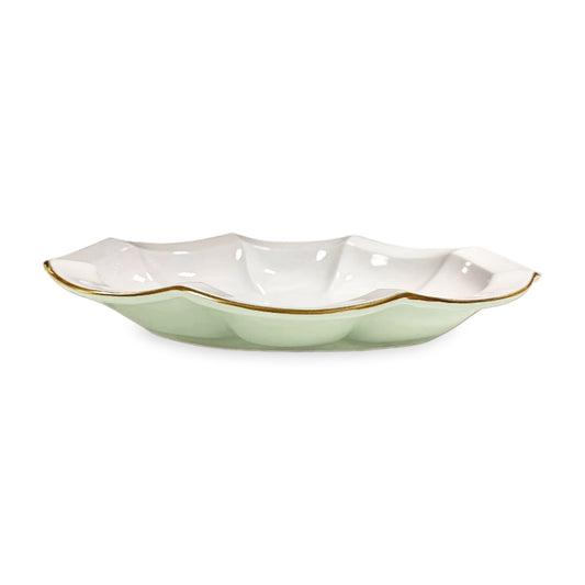 Devon Oval Platter (Pistachio and White)