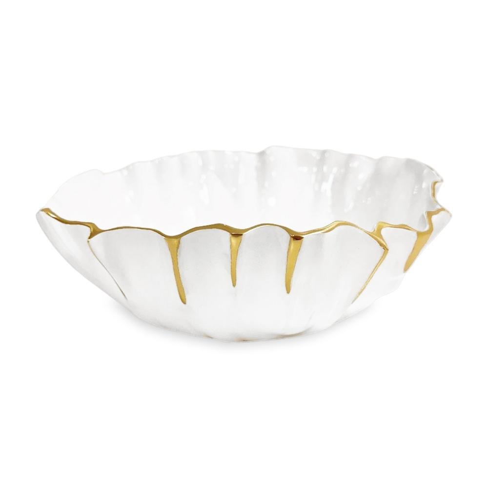 Mystic Medium Round Bowl (White and Gold)