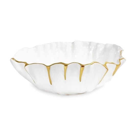 Mystic Medium Round Bowl (White and Gold)