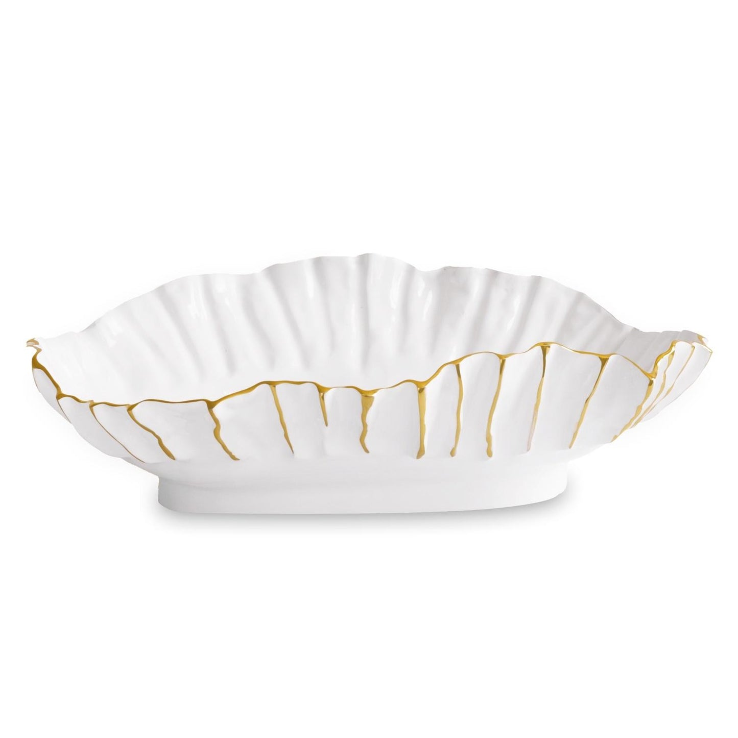 Mystic Extra Large Oval Bowl (White and Gold)