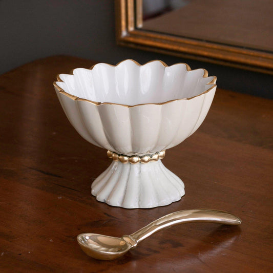 ENCANTO Vienna Mini Pedestal with Spoon (Cream and White)