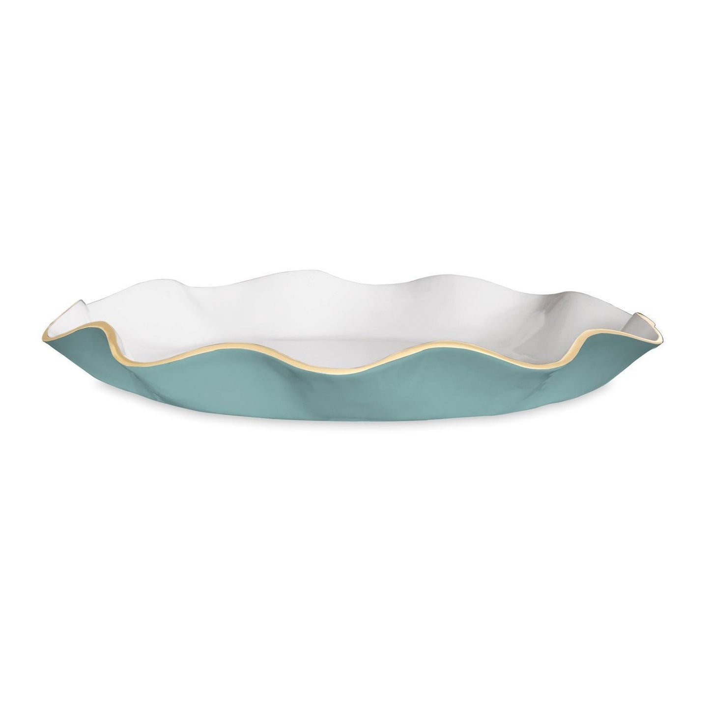 ENCANTO Carola  Large Round Platter (Turquoise and White)