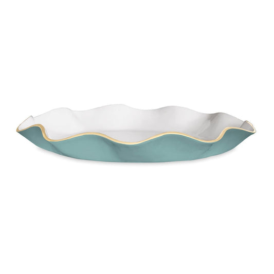 ENCANTO Carola  Large Round Platter (Turquoise and White)