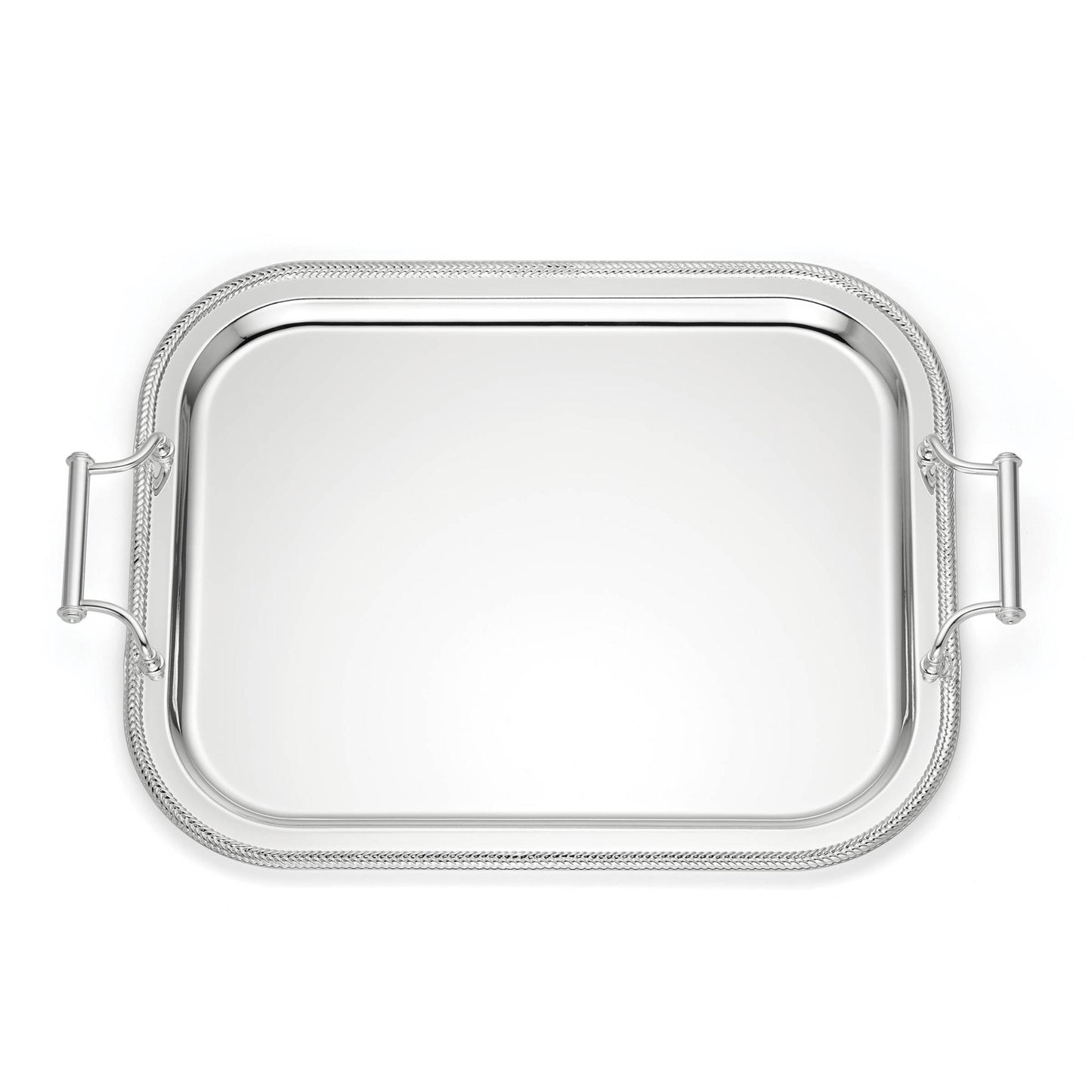 RECTANGLE SILVERPLATE TRAY W HANDLES