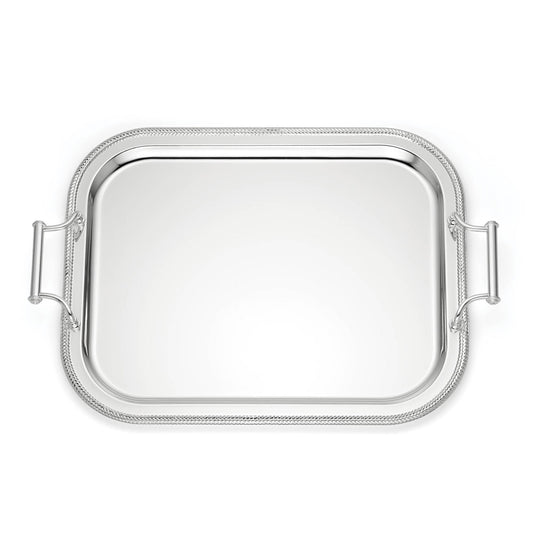 RECTANGLE SILVERPLATE TRAY W HANDLES