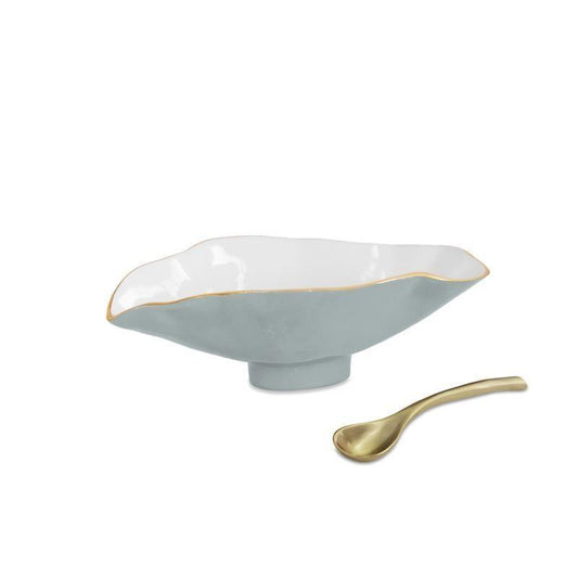 ENCANTO Claire Small Oval bowl with spoon (Slate & White)