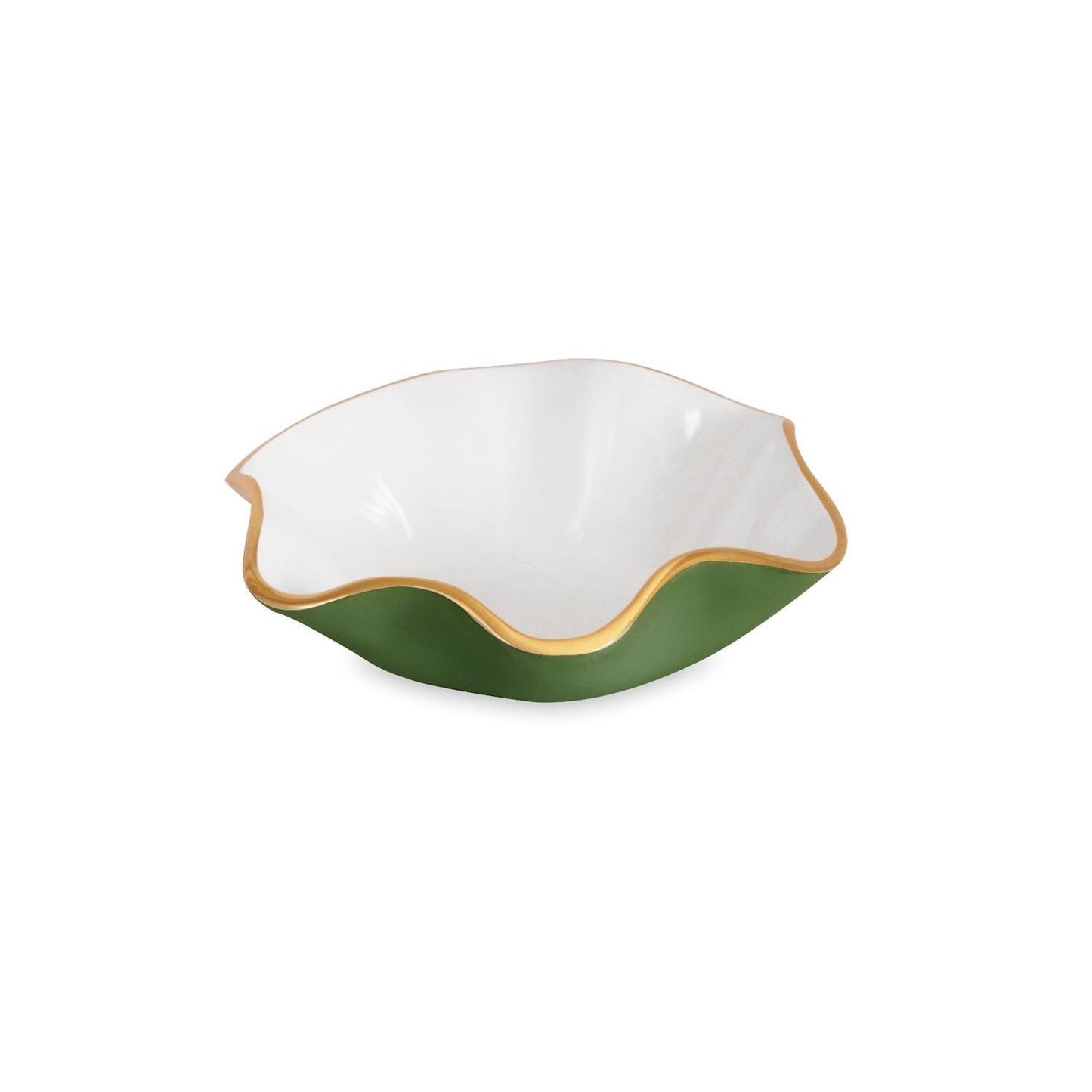 ENCANTO Carola  Small Round Bowl (Leaf Green and White)