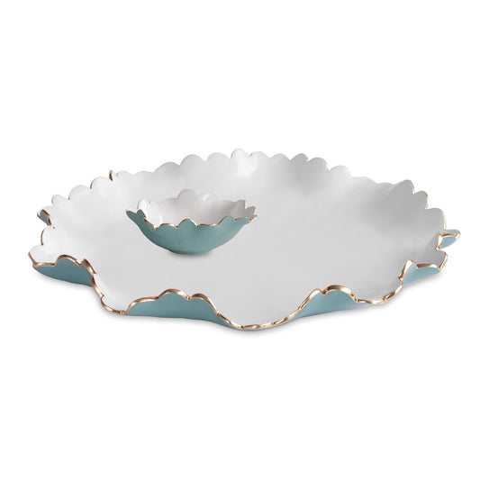 Colette Large Chip and Dip (Turquoise and White)