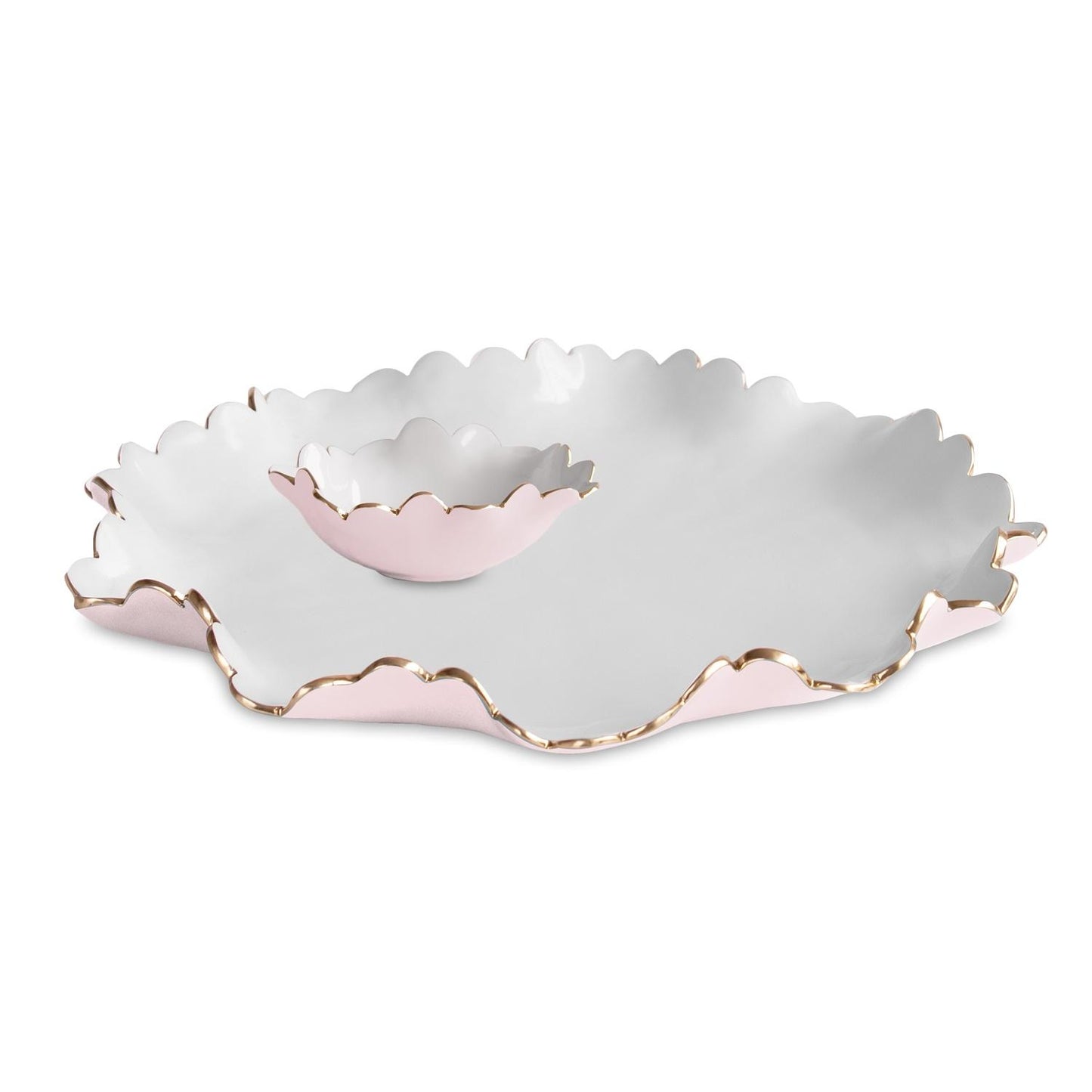 Colette Large Chip and Dip (Camellia and White)