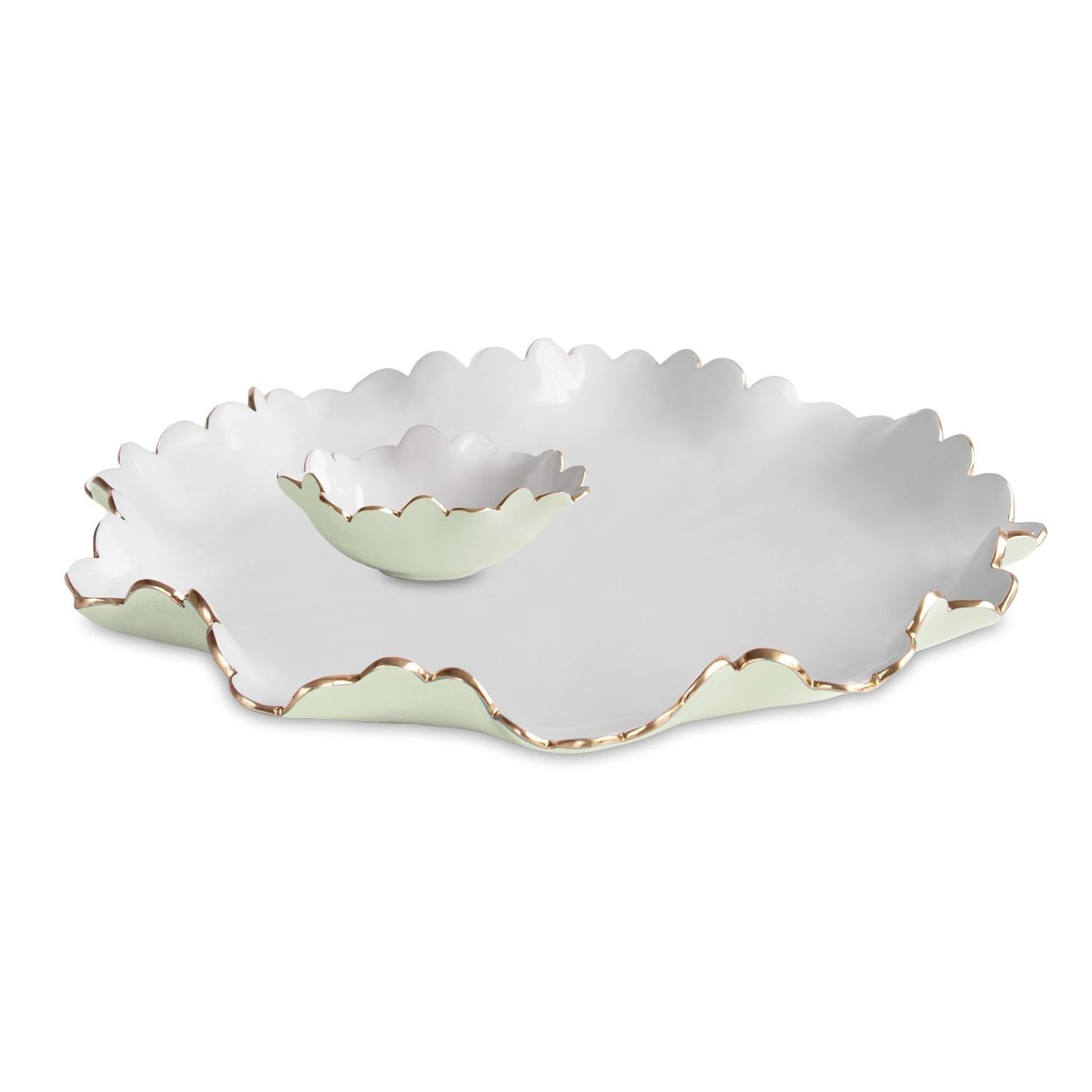 Colette Large Chip and Dip (Pistachio and White)