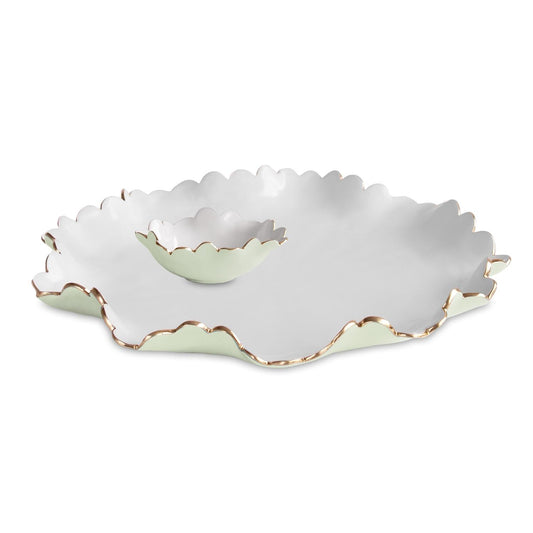 Colette Large Chip and Dip (Pistachio and White)