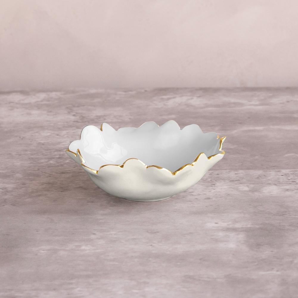 Colette Mini Round Bowl  (Cream and White)