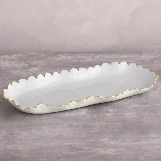 Colette Oblong Tray (Cream and White)