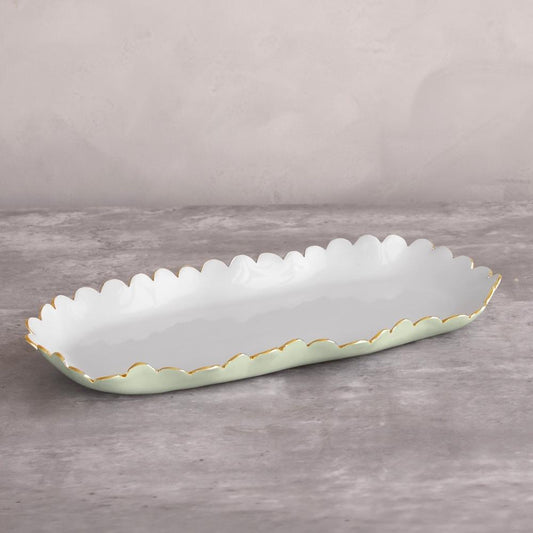 Colette Oblong Tray (Pistachio and White)