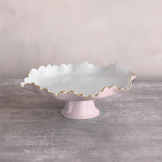 Colette Pedestal Cake Plate (Camellia and White)