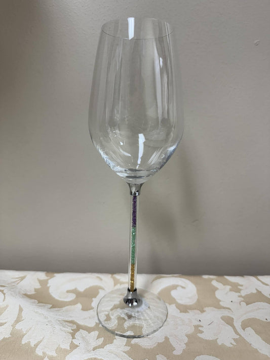 Mardi Gras Wine Glass