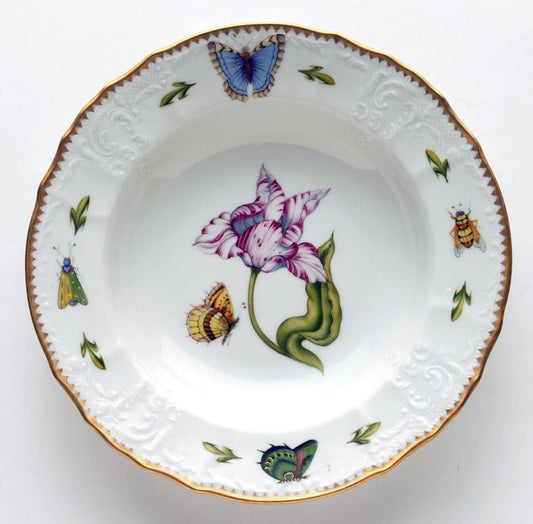 Pink & White Tulip Rim Soup Plate