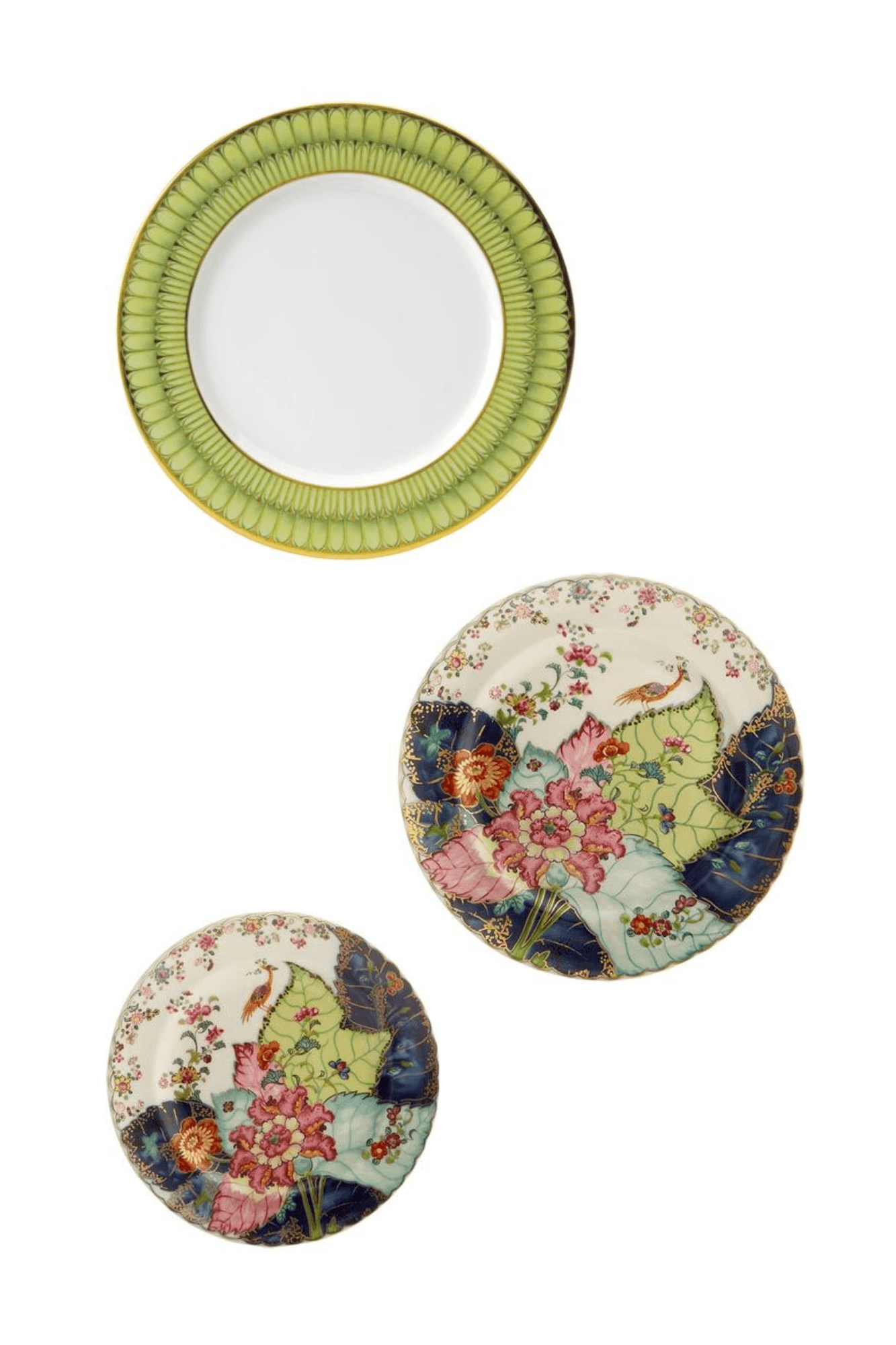 Arcades Green by Philippe Deshoulieres w/ Tobacco Leaf by Mottahedeh Three Piece Place Setting