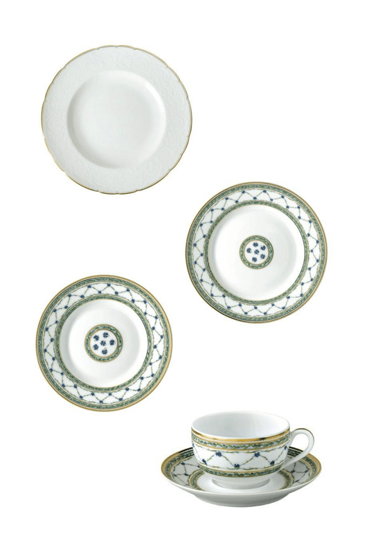 Darley Abbey by Royal Crown Derby w/ Allee Royale by Raynaud Five Piece Place Setting