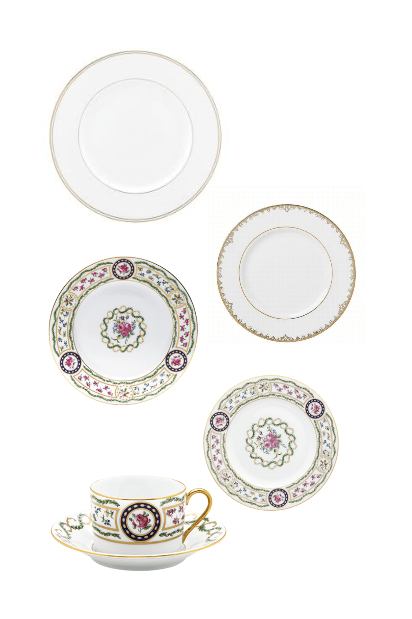 Federal Gold by Lenox w/ Louveciennes by Haviland Six Piece Place Setting