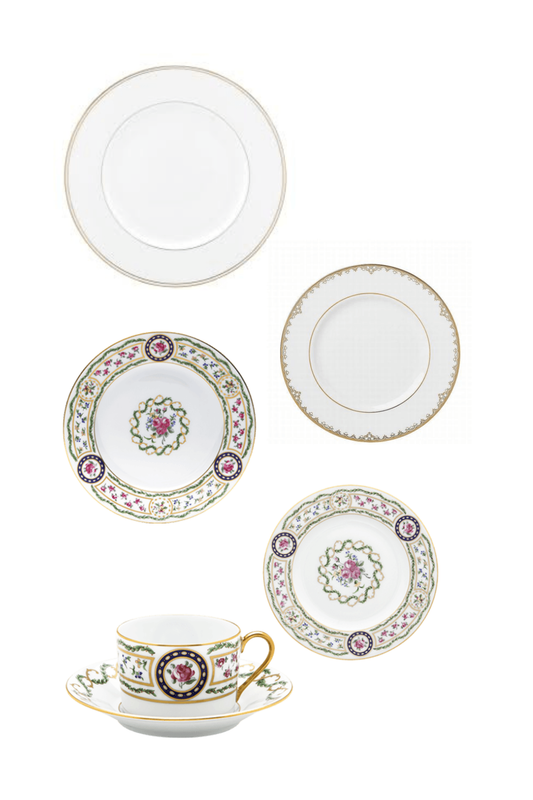 Federal Gold by Lenox w/ Louveciennes by Haviland Six Piece Place Setting