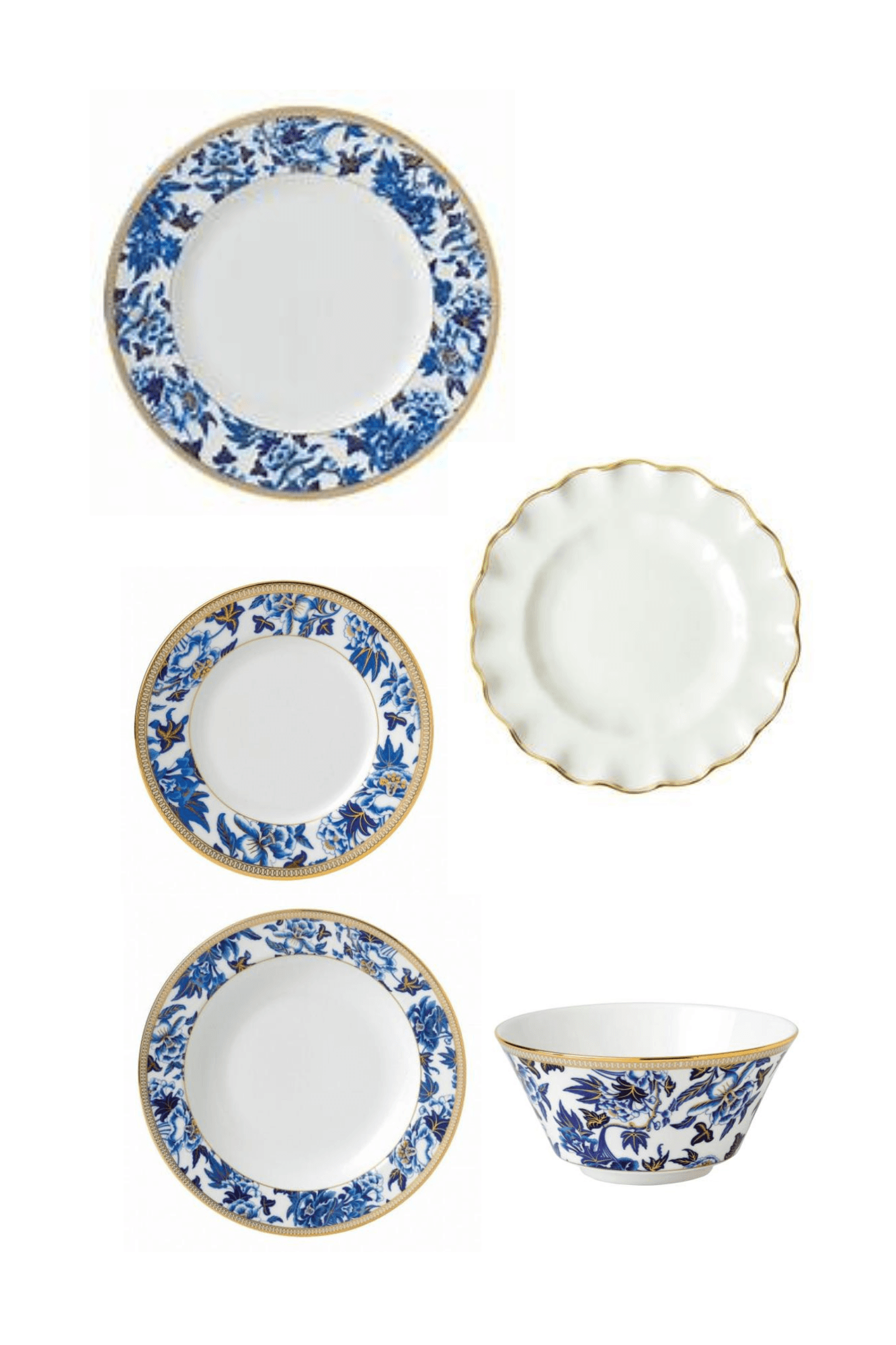Hibiscus by Wedgwood w/ Chelsea Duet by Royal Crown Derby Five Piece Place Setting
