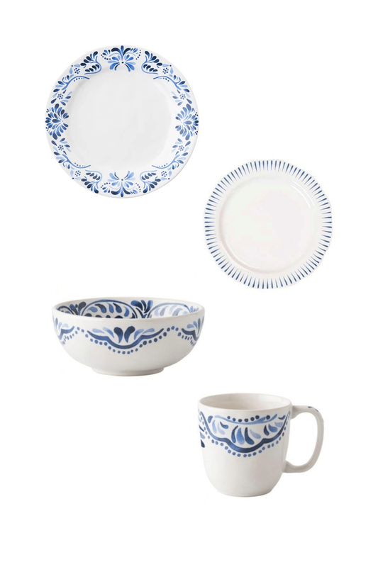 Iberian Indigo w/ Sitio Stripe by Juliska Four Piece Place Setting