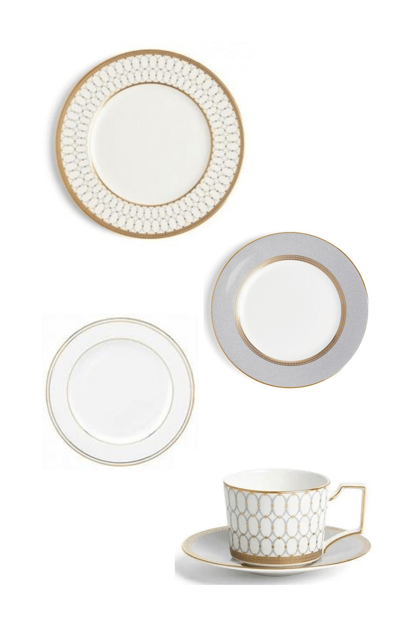 Renaissance Grey by Wedgwood w/ Federal Gold by Lenox Five Piece Place Setting