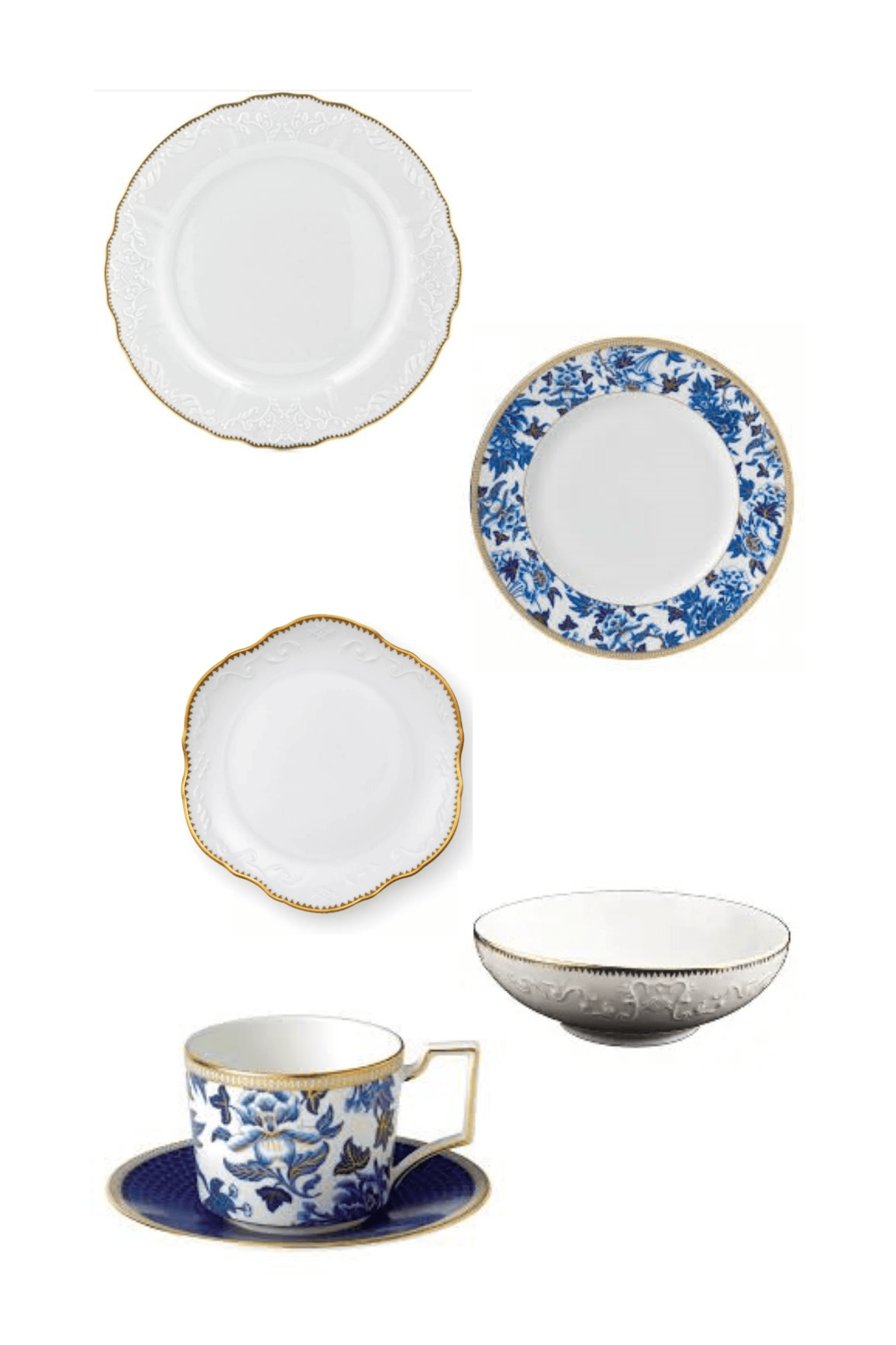 Simply Anna Gold by Anna Weatherley w/ Hibiscus by Wedgwood Six Piece Place Setting