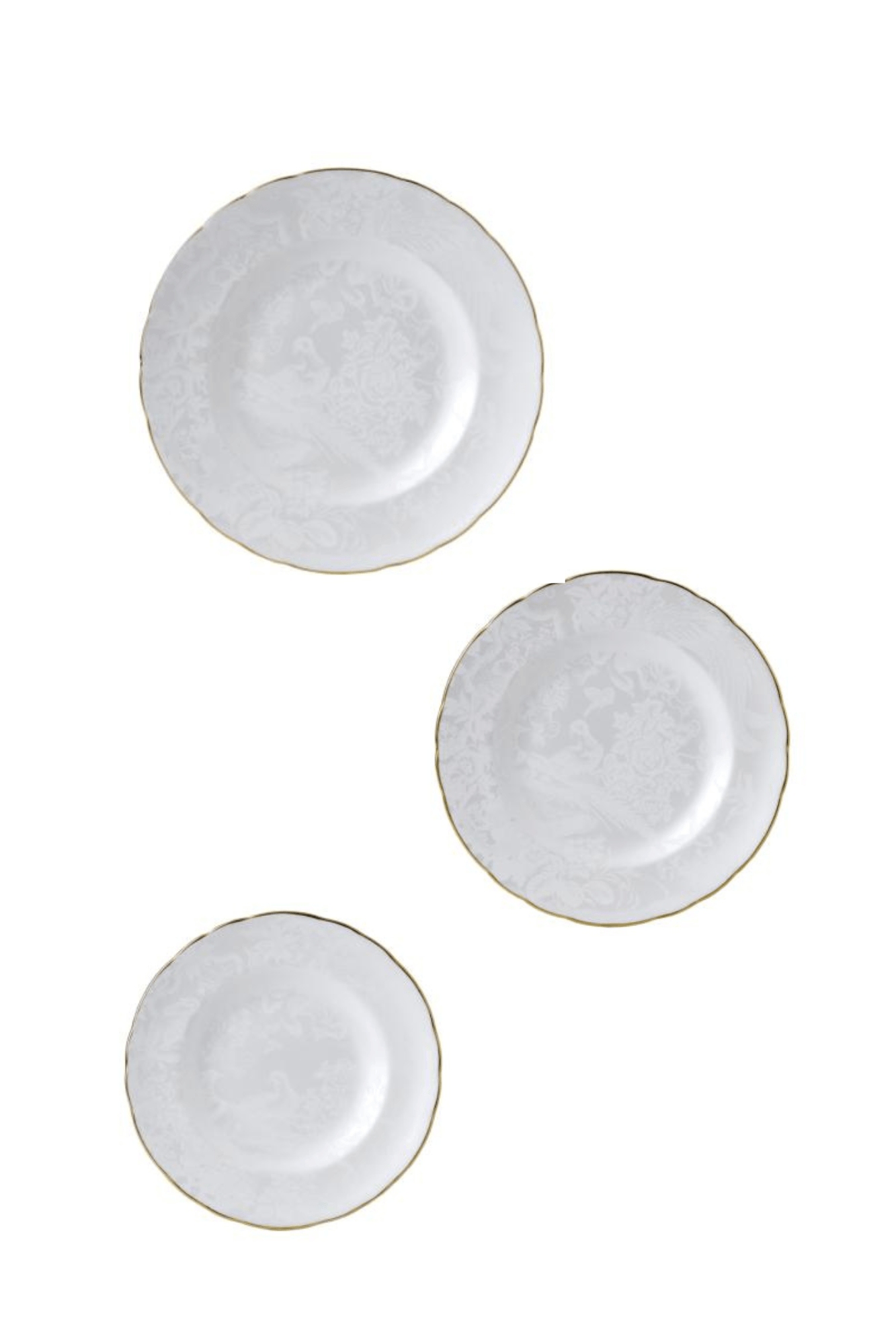 Aves Pearl by Royal Crown Derby Three Piece Place Setting
