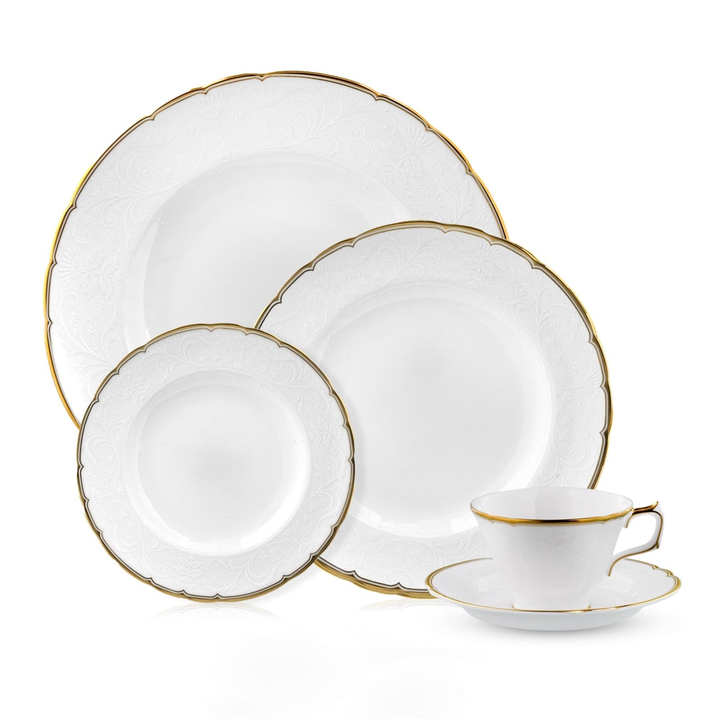 Darley Abbey Pure Gold by Royal Crown Derby Five Piece Place Setting
