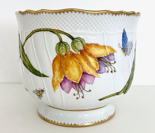 Round Cachepot - Yellow & Purple Flower