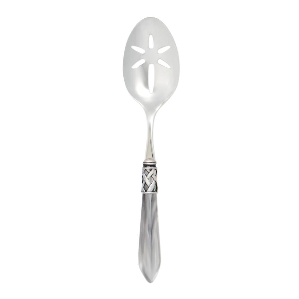 Antique Light Gray Slotted Serving Spoon