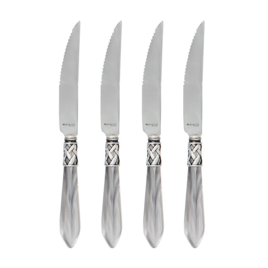 Antique Light Gray Steak Knives - Set of 4