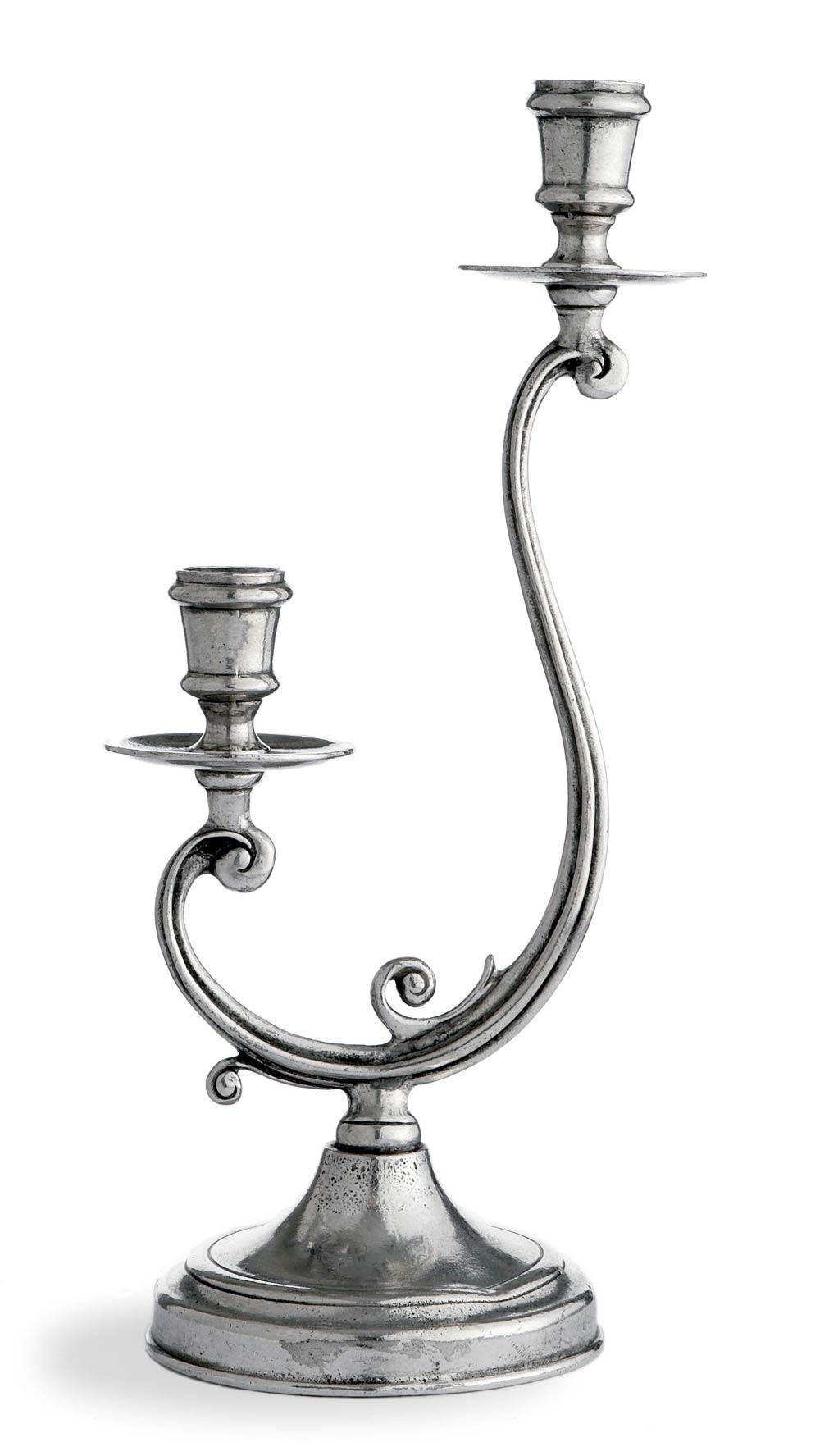 Pewter Medium 2-Arm Candleholder