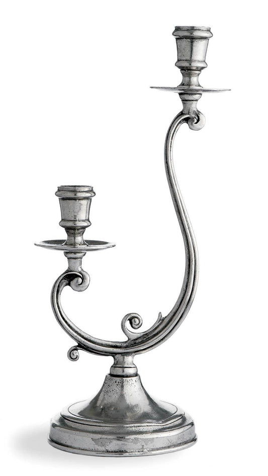 Pewter Medium 2-Arm Candleholder