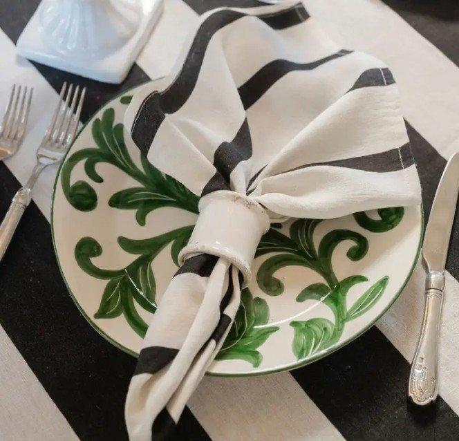 Napkin Large, Portofino Bold Stripe, Black