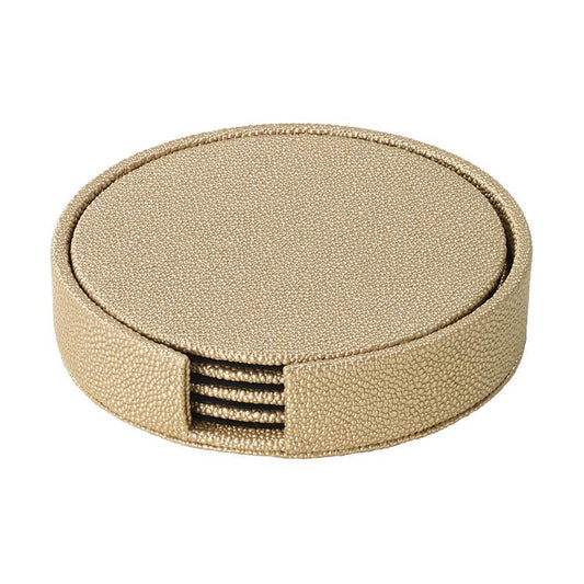 Antique Gold Round Boxed Coaster - Set of 4