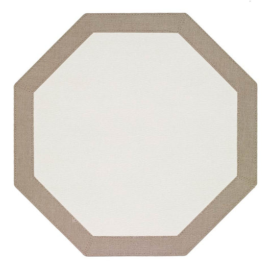 White Oatmeal Octagon Mat - Pack of 4