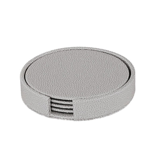 Gray Round Boxed Coaster - Set of 4