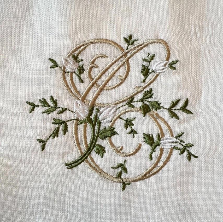 Towel, Floral Monogram C, White (Cream Multi)