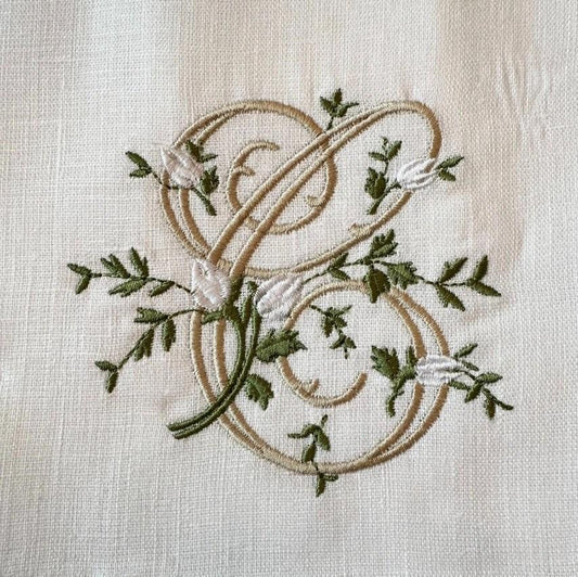 Towel, Floral Monogram C, White (Cream Multi)