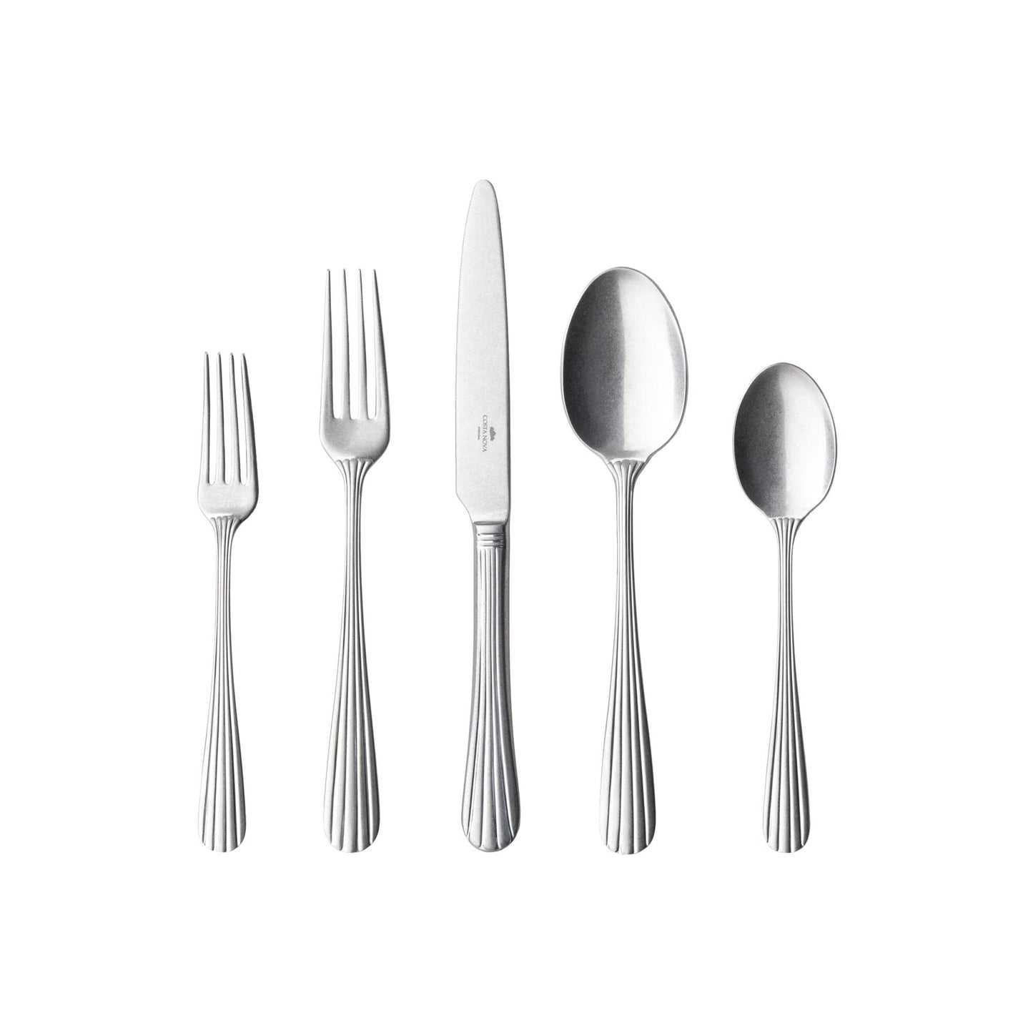 Flatware 5 pieces, Vintage brushed